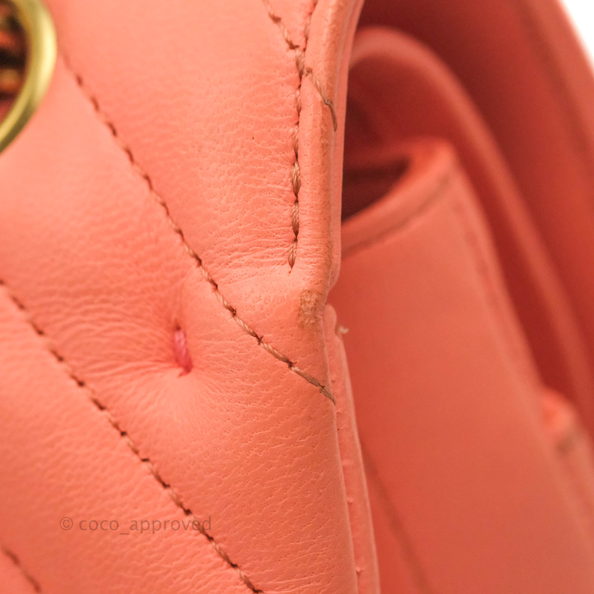 Chanel Classic M/L Medium Chevron Double Flap Bag in Coral Pink Lambskin with Aged Gold Hardware - Luxury Shoulder Bag for Women, Perfect for Parties, Weddings & Special Occasions