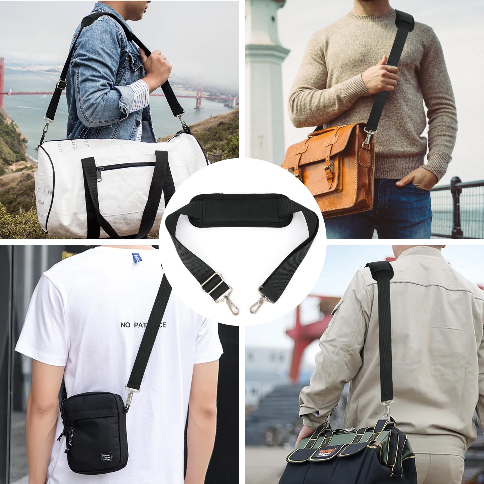 Universal Adjustable Shoulder Strap for Travel Bags, Duffel Bags, Briefcases & Laptop Bags - Replacement Crossbody Strap Fits 38
