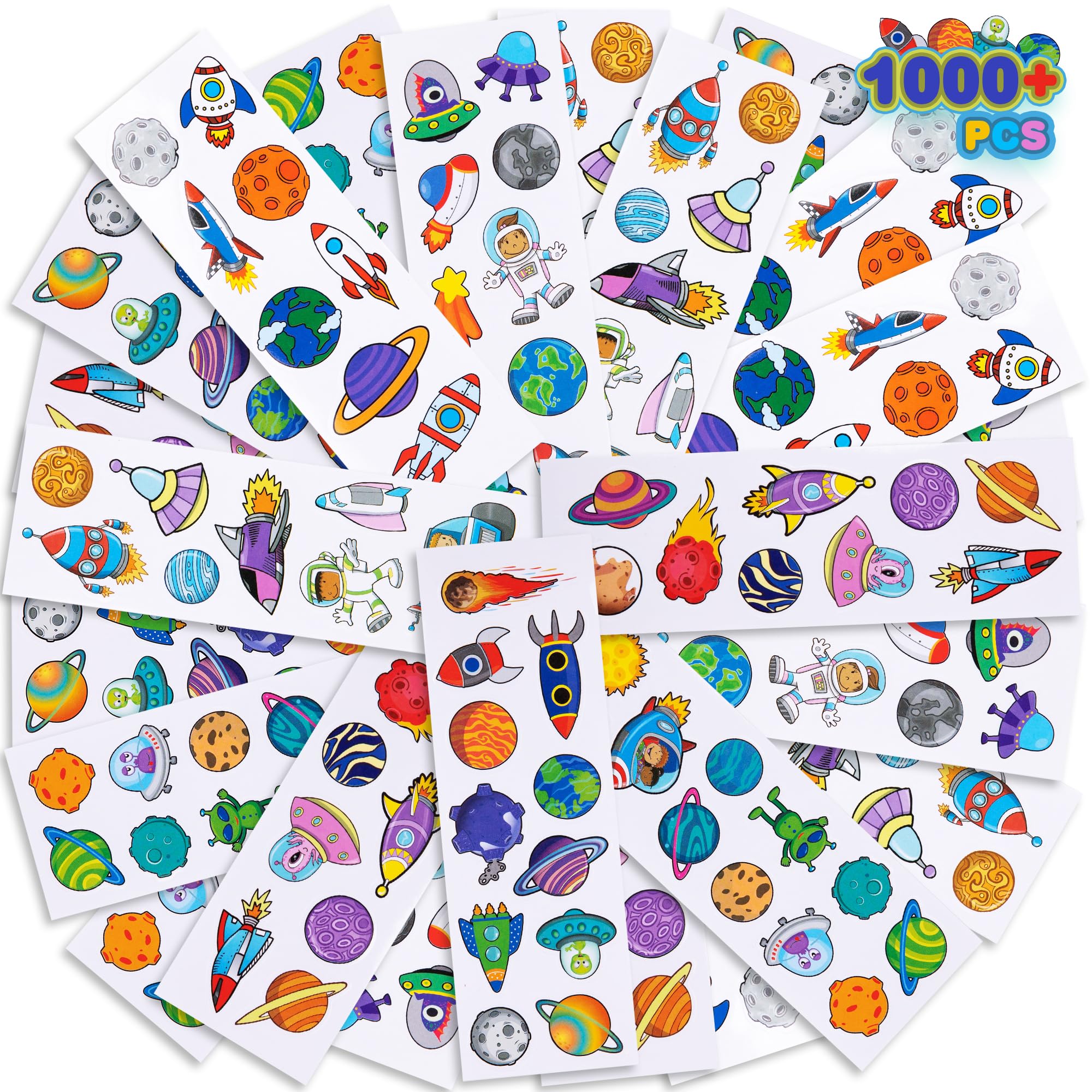 ArtCreativity Space Stickers for Kids - 1000+ Bulk Galaxy Stickers for Boys & Girls | Space-Themed Arts & Crafts Supplies, Party Favors & Goodie Bag Fillers | Perfect for School Projects, Birthday Parties & DIY Decorations