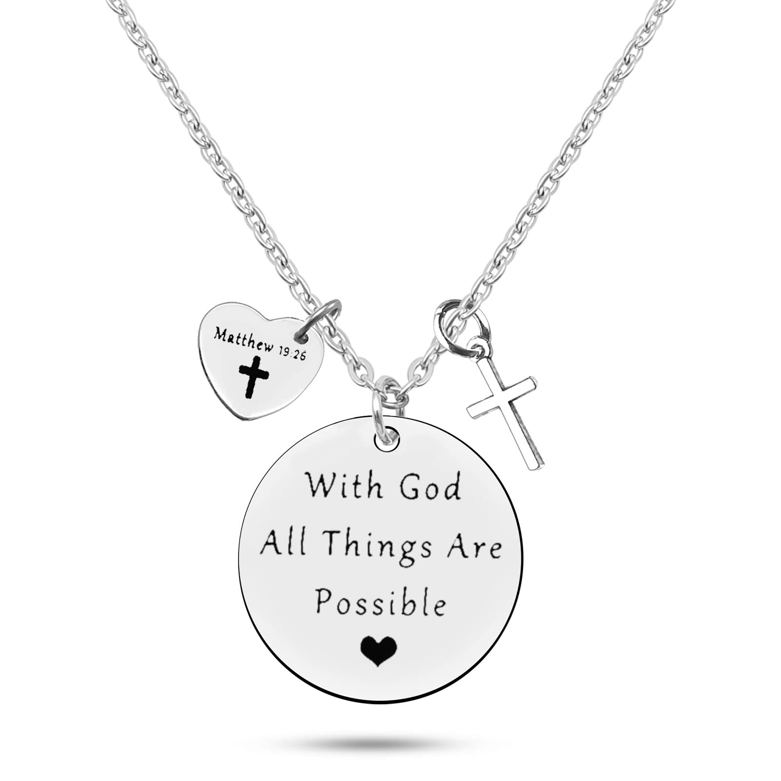 Bible Quotes Necklace - Inspirational Christian Jewelry for Women, Baptism Gift, Religious Keepsake for Goddaughter & Godson - Perfect for Church, Weddings & Daily Faith Reminder