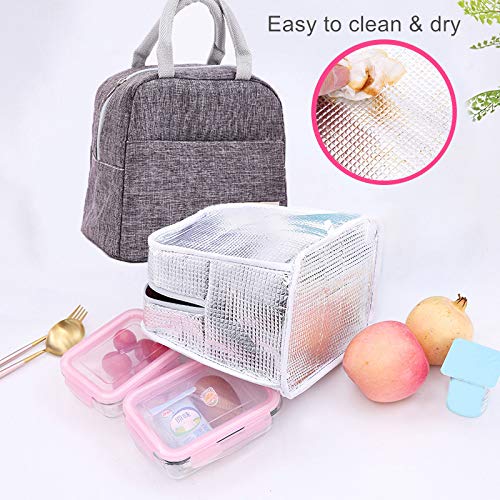 Insulated Reusable Lunch Bags for Women, Men & Kids - Leakproof Cooler Lunch Tote for School, Work, Office & Picnics (Grey) - Perfect for Meal Prep, Outdoor Activities & Daily Commute