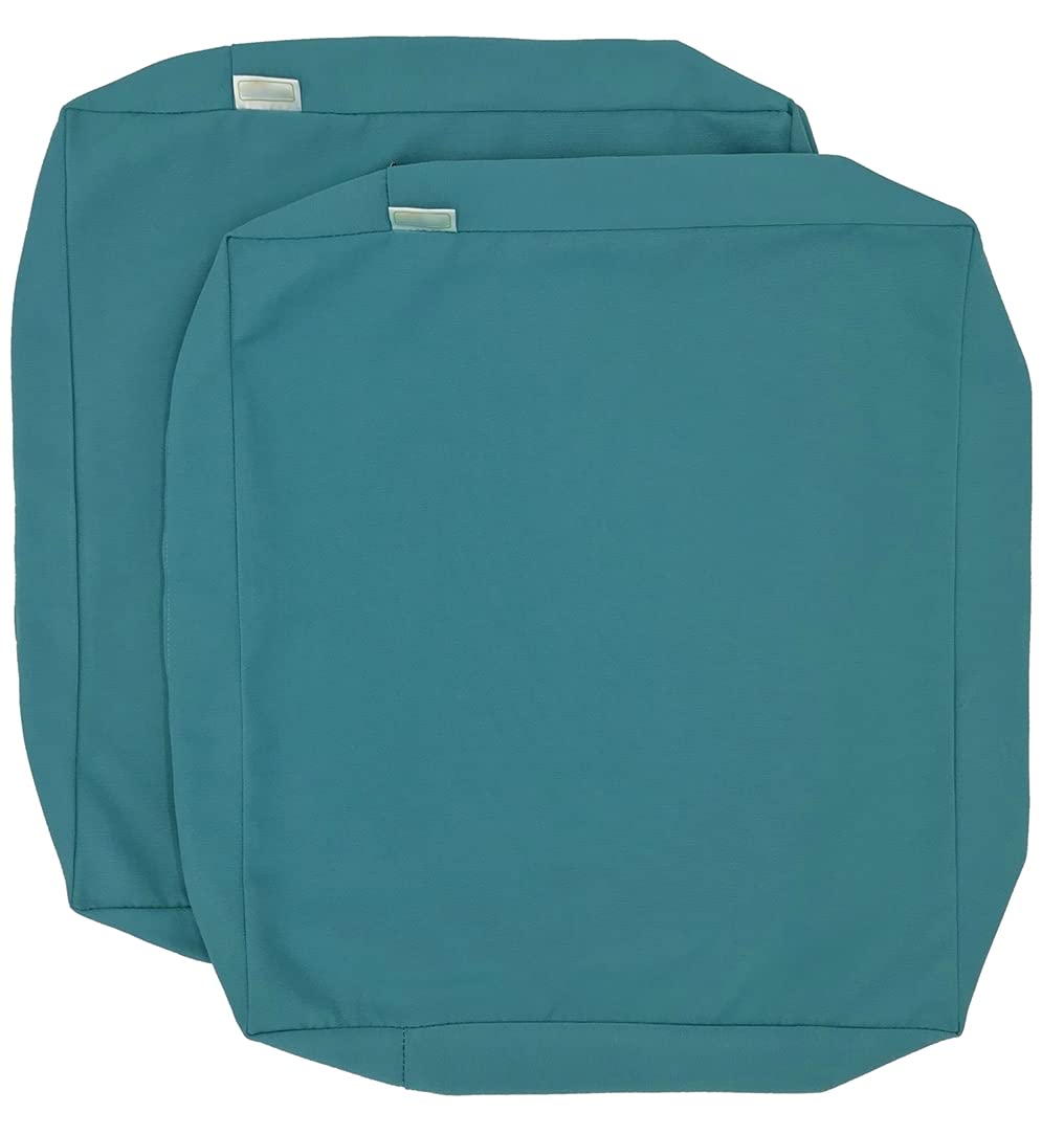 Waterproof UV-Resistant Indoor/Outdoor Patio Chair Cushion Covers - Set of 2 (24x24x4 Inches, Serenity Teal) for Garden, Poolside & Deck Furniture Protection