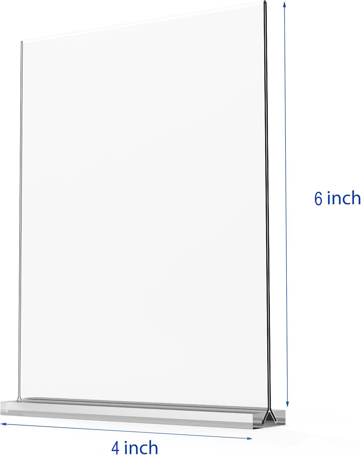 3 Pack 4x6 Inch Acrylic Sign Holders - T-Shaped Double Sided Desktop Display Stand for Flyers, Menus, Photos & Business Cards - Perfect for Restaurants, Retail Stores & Office Use