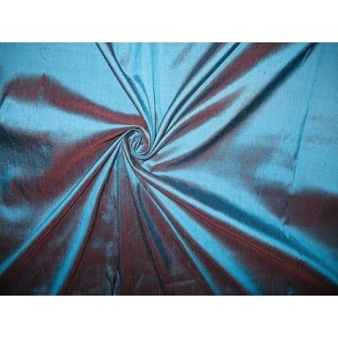 Kingfisher Blue Silk Dupioni Fabric with Pink Shot - 54