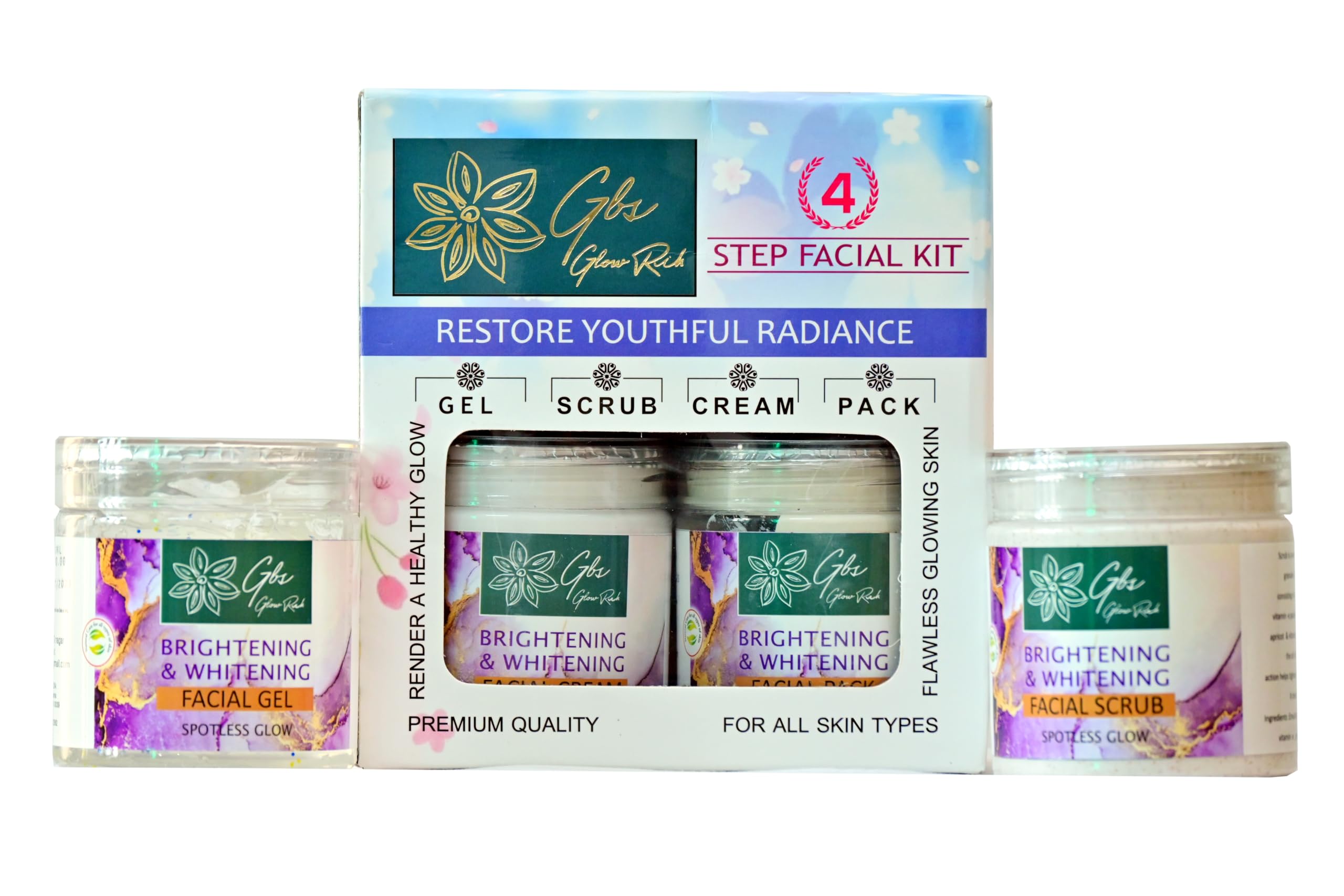 Glow Rich Brightening & Whitening Facial Kit 2Kg - Skin Lightening & Radiance Boosting Treatment for Face & Body - Perfect for Daily Skincare Routine & Spa Treatments