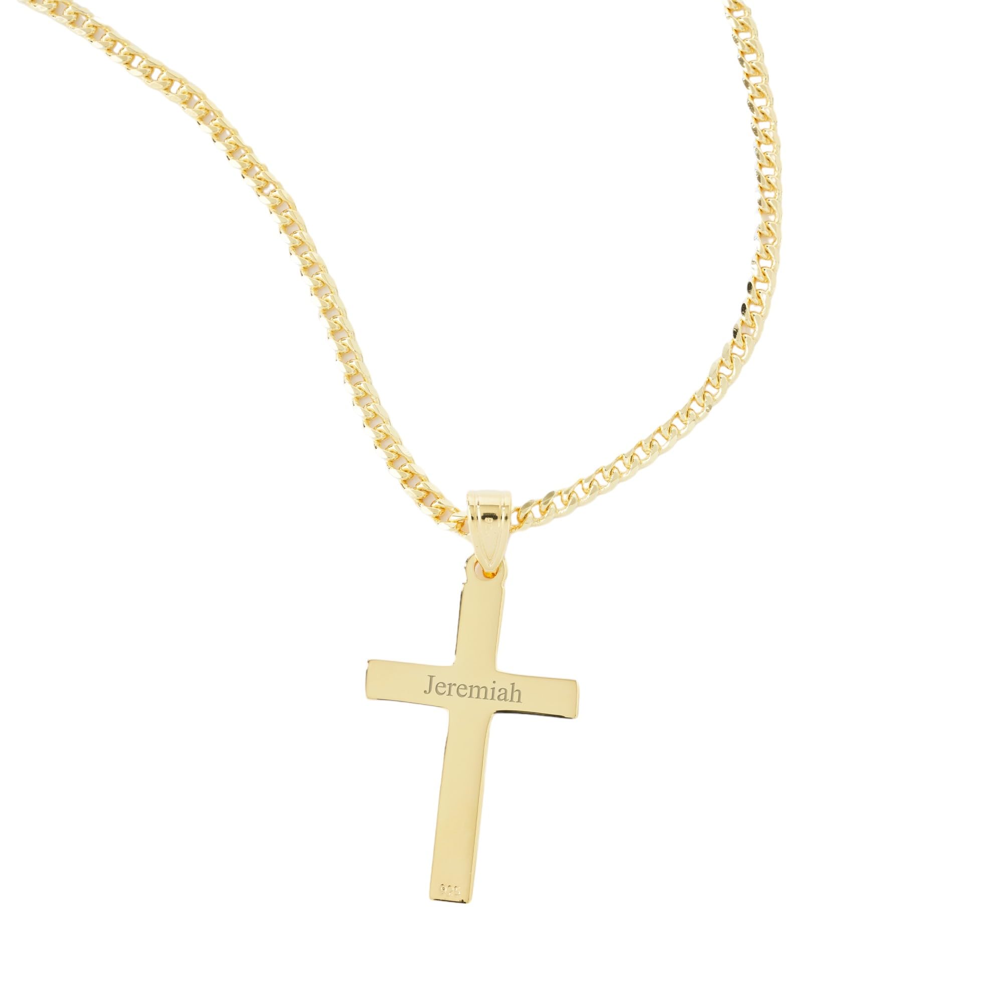 Personalized Gold Cross Necklace for Women - Custom Engraved Religious Jewelry Gift (Free Name Engraving) | Perfect for Baptism, Confirmation, First Communion & Birthday Presents