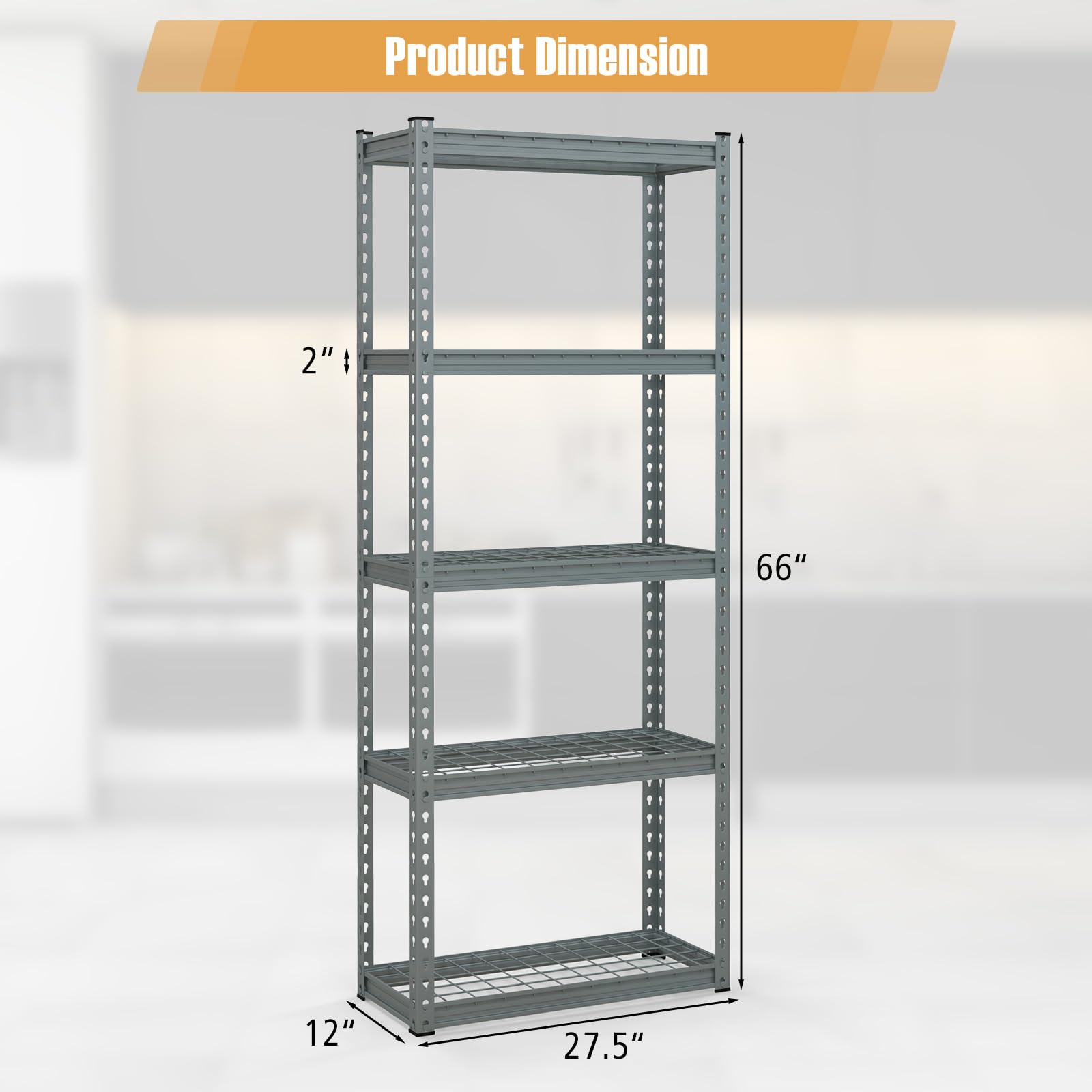 Goplus 5-Tier Heavy Duty Metal Shelving Unit - Adjustable Wire Storage Rack with Anti-Slip Foot Pads, 12
