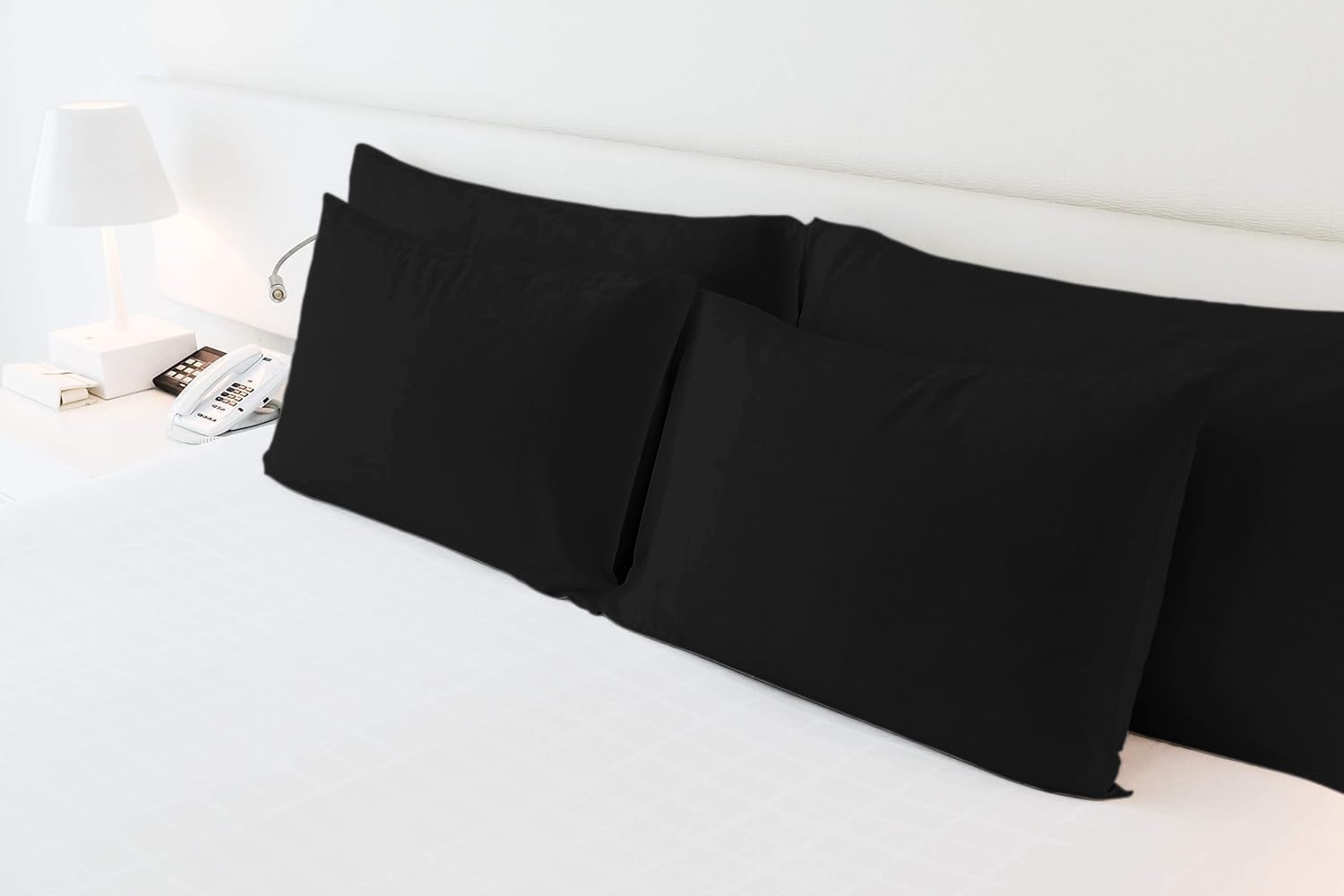 Premium 100% Natural Cotton Pillowcases Set of 2 - 600 Thread Count, Standard Size 20 x 26 Inches, Soft & Breathable Black Pillow Covers for Bedroom, Hotel, or Travel - Hypoallergenic & Durable