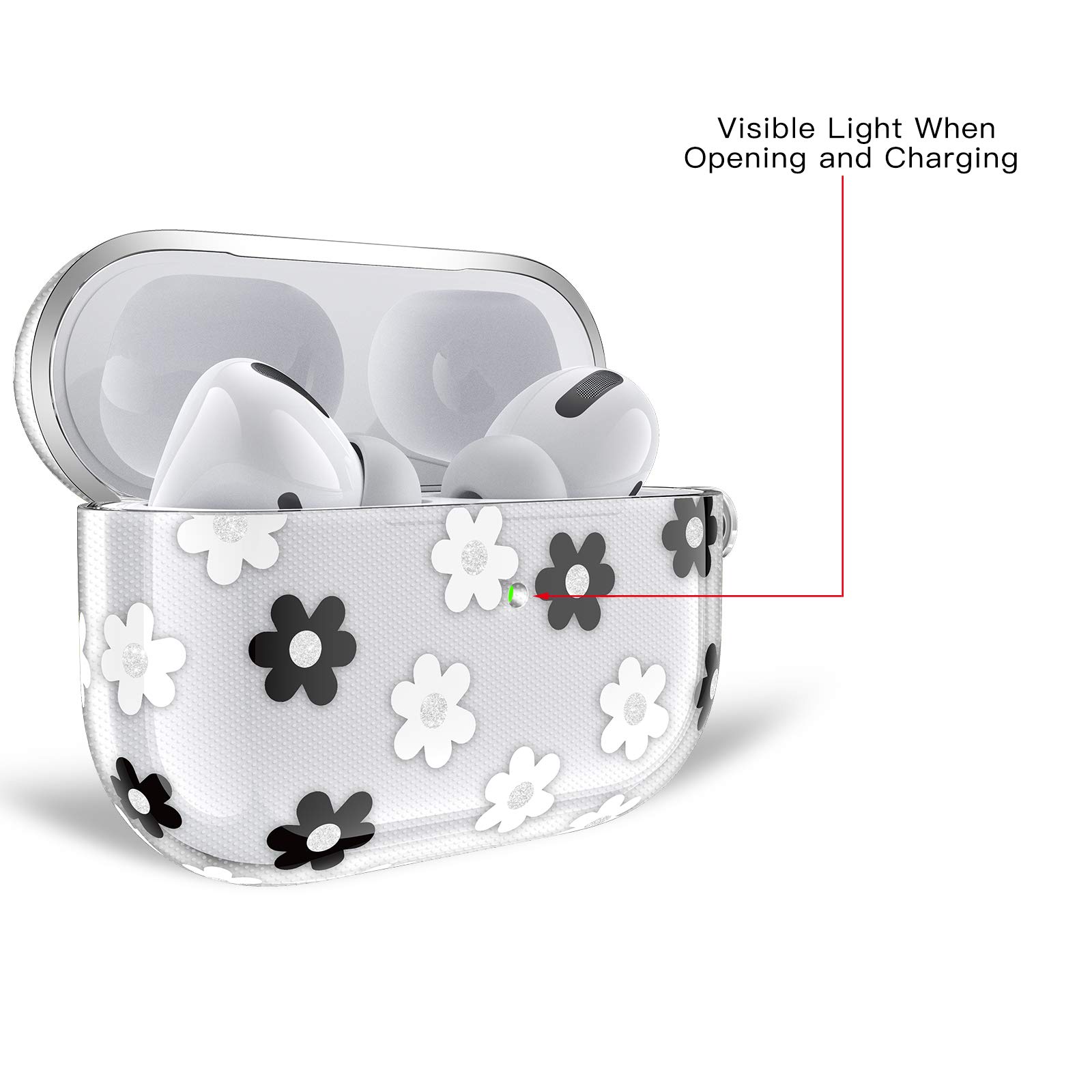 AirPods Pro Case - Clear Cute Shockproof TPU Gel Cover with Keychain & Clip for AirPods Pro Charging Case (Floral Design) - Perfect for Gym, Travel & Everyday Protection