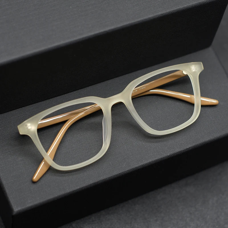 Stylish Black Acetate Square Full Rim Eyeglasses for Men - Classic Frame for Work, Reading & Everyday Use (Model 9020)