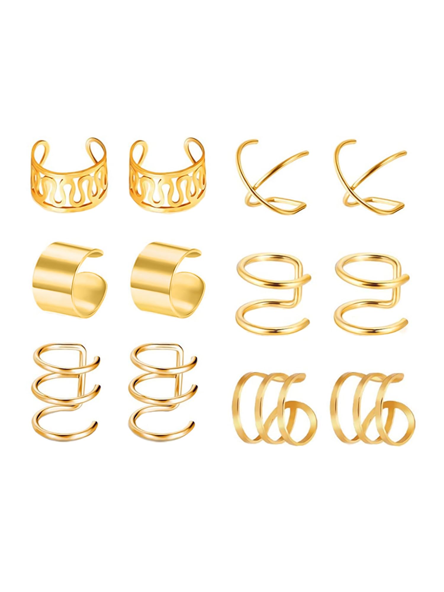 Fashion Silver & Gold Tone Ear Cuffs for Women | Stainless Steel Cartilage Ear Clips Set | Trendy Yellow Chimes Earrings for Girls & Women | Perfect Birthday & Anniversary Gift for Wife, Girlfriend | Everyday Wear, Party & Special Occasions