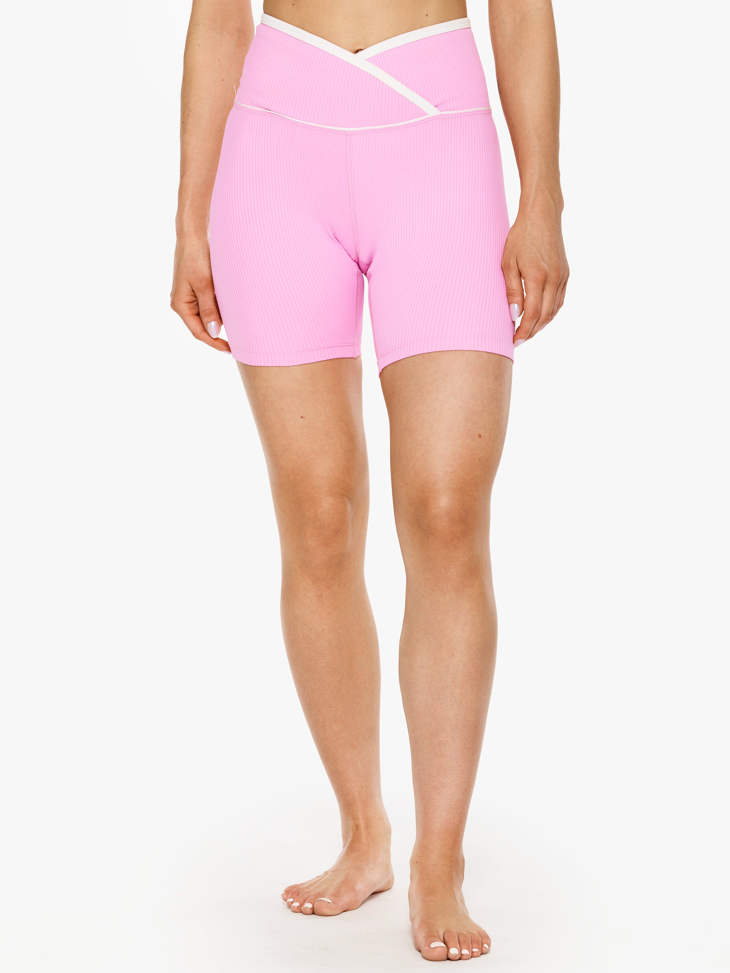 Year Of Ours Ribbed Two Tone Veronica Short - Women's Casual Lounge Shorts for Summer, Yoga, and Home Comfort