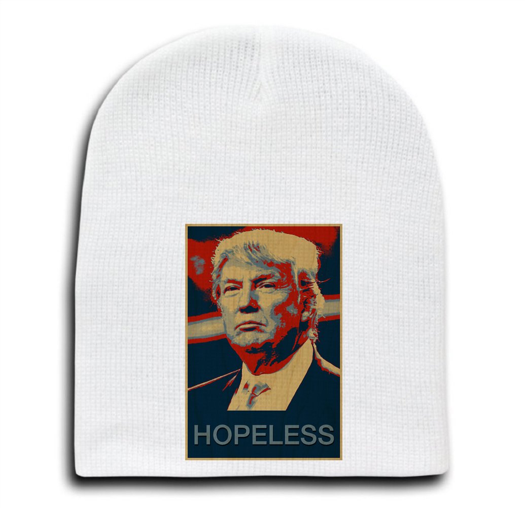 White Adult Beanie Skull Cap Hat - Hopeless Presidential Candidate Design - Warm Winter Knit Hat for Men & Women - Perfect for Outdoor Activities, Casual Wear & Political Satire