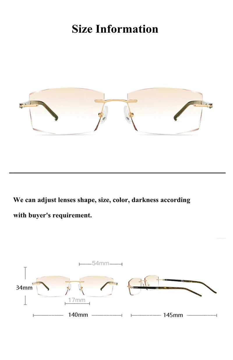 Lightweight Titanium Rimless Square Eyeglasses for Men - Premium Comfort & Durability - Perfect for Office, Reading & Everyday Use