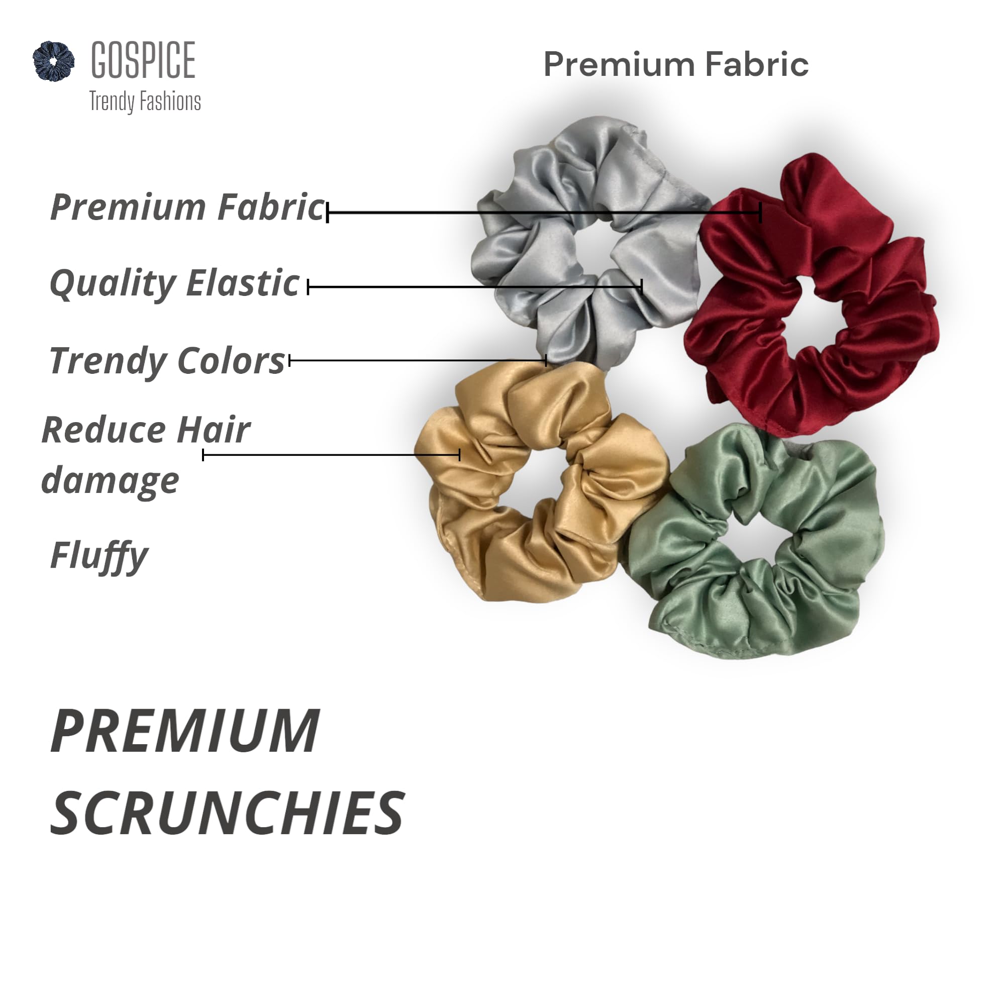 Luxury Satin Silk Scrunchies & Hair Bands for Women, Girls, Kids - Soft Elastic Hair Ties for Daily Use, Parties, Gifts in Silver, Beige, Dark Red, Pastel Green (4-Pack) - Perfect for School, Work, Weddings & Special Occasions