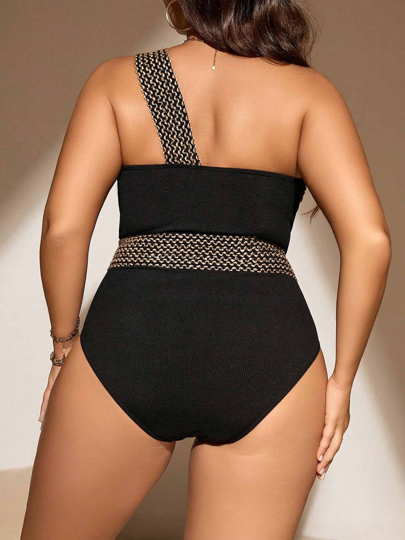 MakeMeChic Women's Plus Size One Shoulder Monokini Swimwear - Sexy One Piece Bathing Suit for Curvy Women | Perfect for Beach Vacation, Pool Party & Summer Getaway