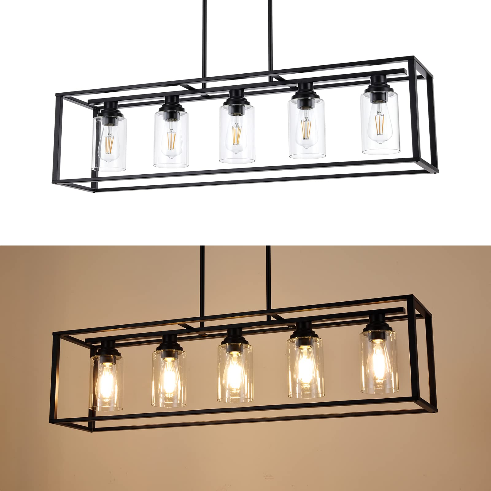 5-Light Black Linear Chandelier - 41
