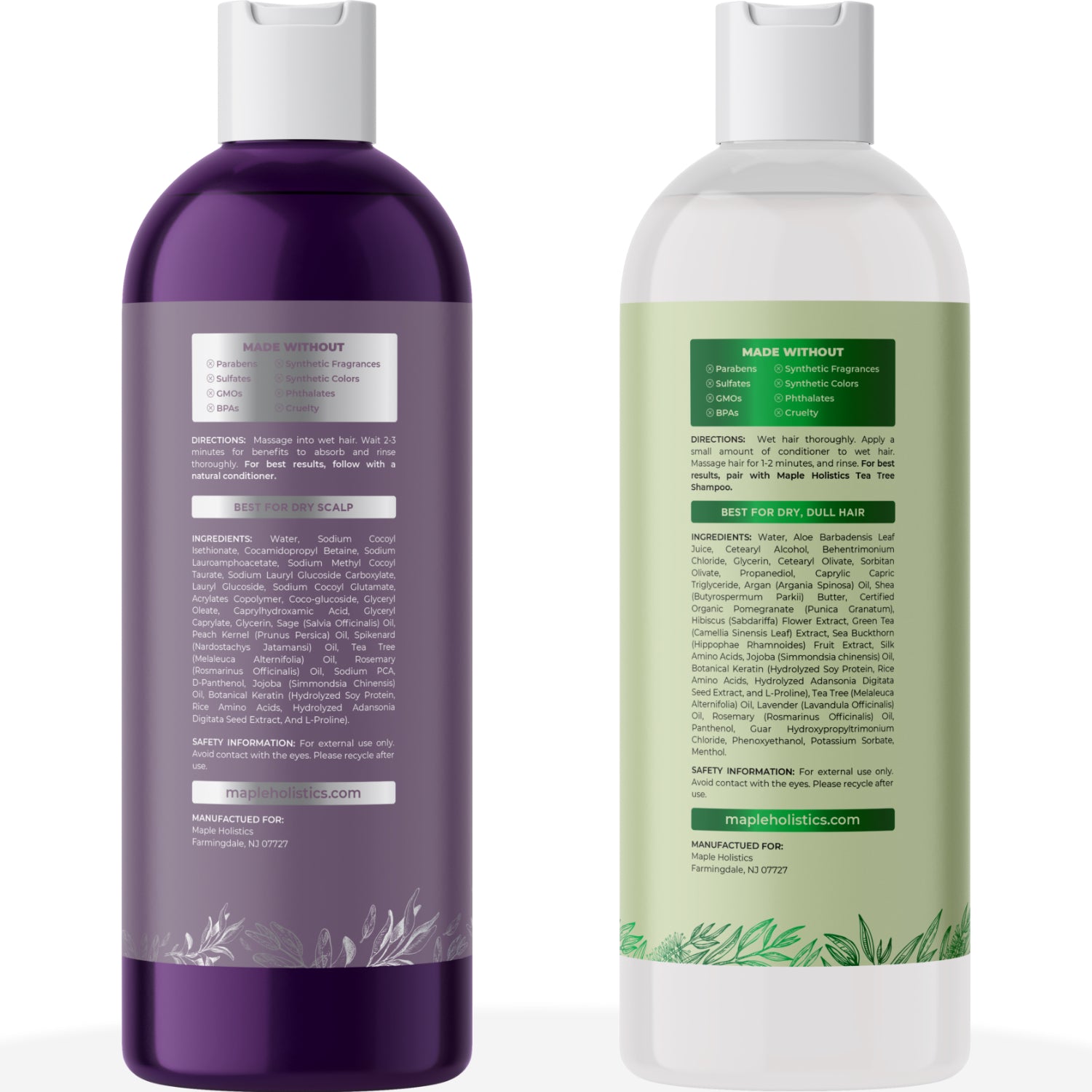 Sage Shampoo and Tea Tree Conditioner Set for Hair Growth & Scalp Care - Natural Volumizing & Moisturizing Hair Care Duo for Daily Use