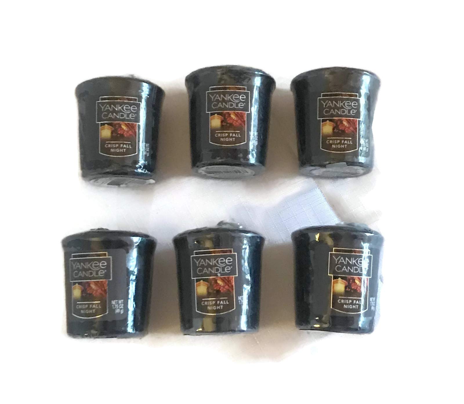 Yankee Candle Set of 6 Crisp Fall Night Scented Votive Candles - 1.75oz Each | Autumn Home Decor, Cozy Ambiance for Living Room, Bedroom & Fall Parties