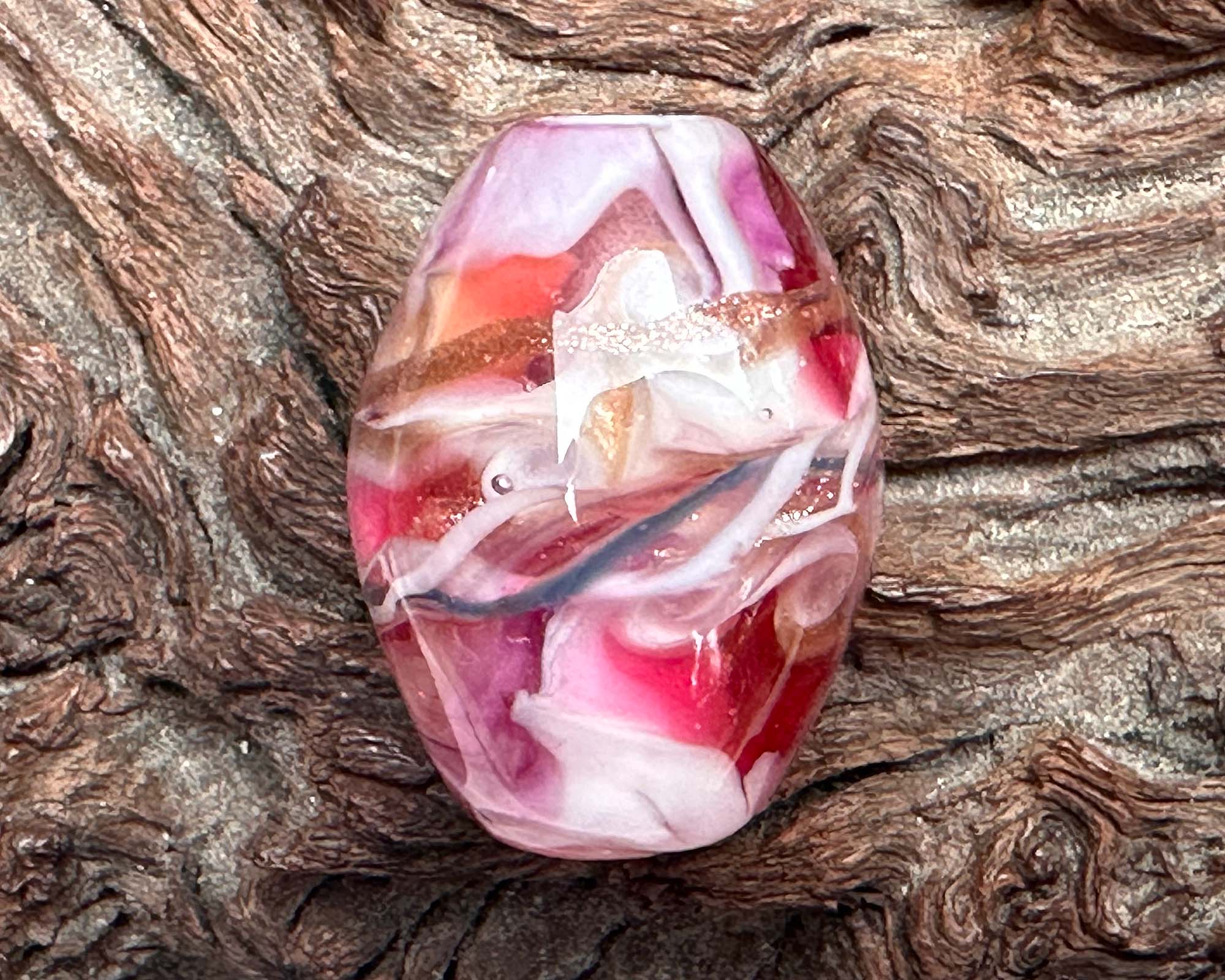 Enchanted Pink Shimmer Lampwork Glass Focal Bead for Jewelry Making - DIY Necklace, Bracelet & Craft Projects - Perfect for Bohemian Style Accessories