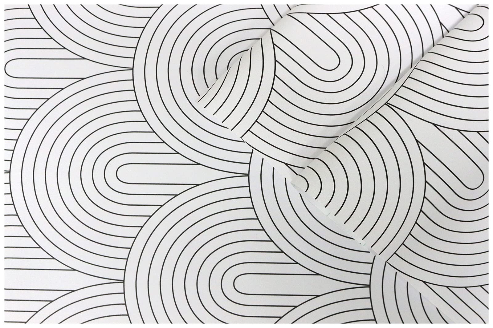 HAOKHOME Peel and Stick Wallpaper - Abstract Rainbow Black & White Removable Self-Adhesive Contact Paper - 17.7in x 32.8ft - Perfect for Home, Bathroom, Bedroom, Kitchen & Office Decor