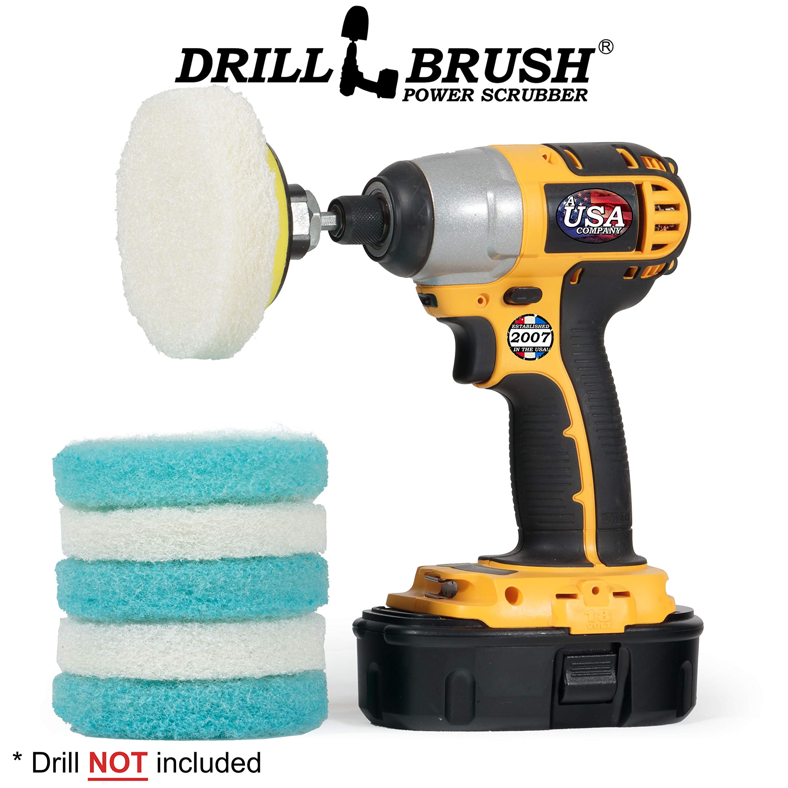 Power Drill Brush Set - Multi-Surface Cleaning Kit for Kitchen, Bathroom & Tile - Scrub Pads for Shower, Bathtub, Sink, Stove, Oven Rack & Cooktop - Heavy Duty Scrubber for Pots, Pans, Frying Pans & Flooring - Grout Cleaner & Bath Mat Maintenance Tool (Perfect for Deep Cleaning Homes & Commercial Spaces)