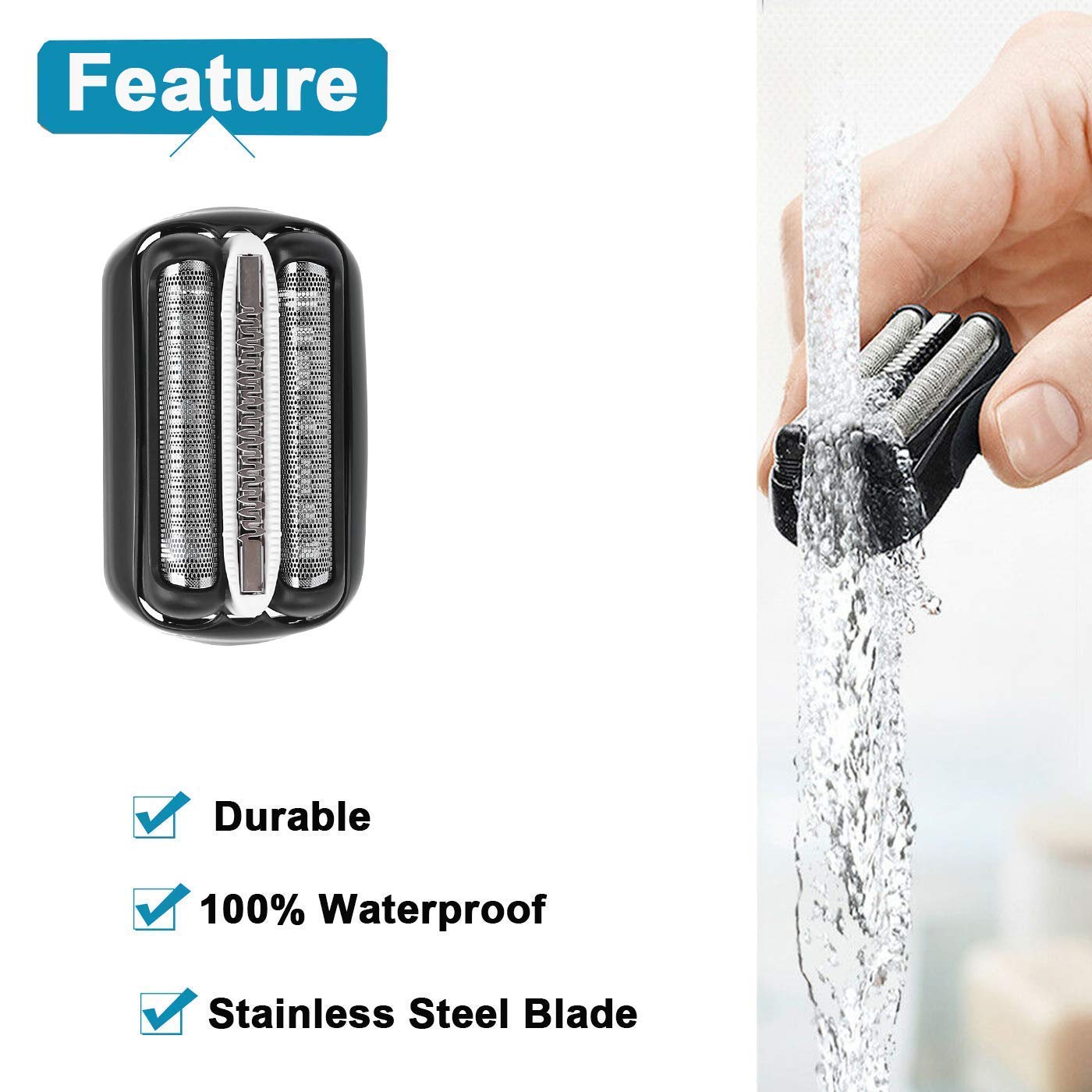 YTXXDEUS Replacement Shaver Head for Braun Series 3 21B 32B 3070cc - Silver Foil & Cutter - Perfect for Men's Electric Shaver Maintenance & Smooth Shaving at Home or Travel