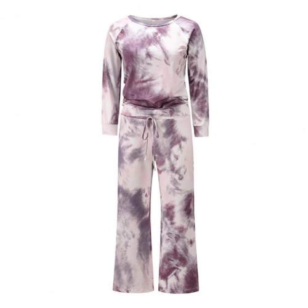 HUANSUN Women's Pajama Set - Soft Breathable Sleepwear, Loose Fit 2-Piece Printed Nightgown for Plus Size - Comfortable Homewear & Lounge Outfit (Purple) | Perfect for Sleeping, Relaxing at Home, and Cozy Evenings