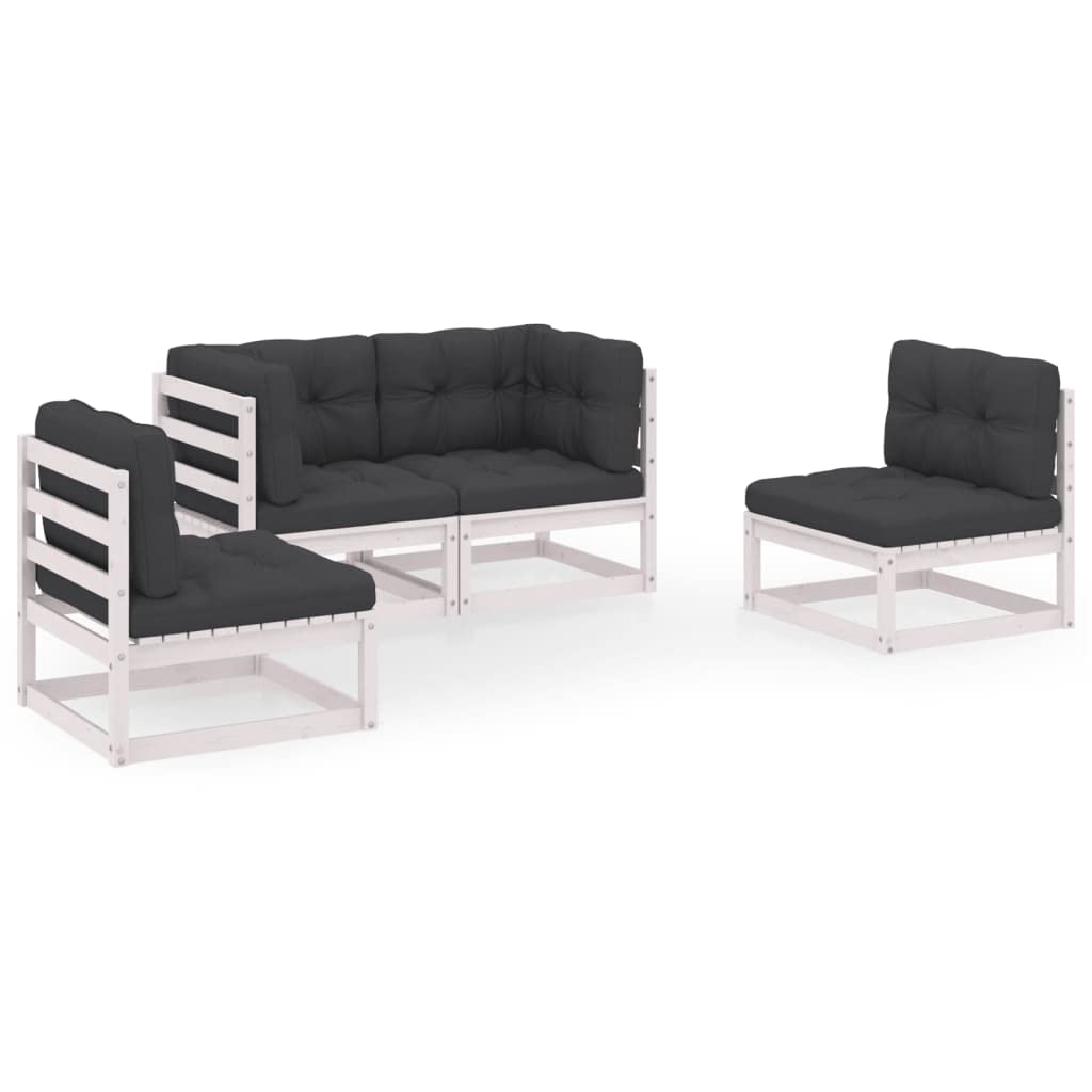 vidaXL 4-Piece Patio Furniture Set - Outdoor Garden Sofa Set with Cushions, Solid Wood Pine Sectional Lounge for Backyard, Porch & Deck | Perfect for Relaxing, Entertaining & Outdoor Gatherings