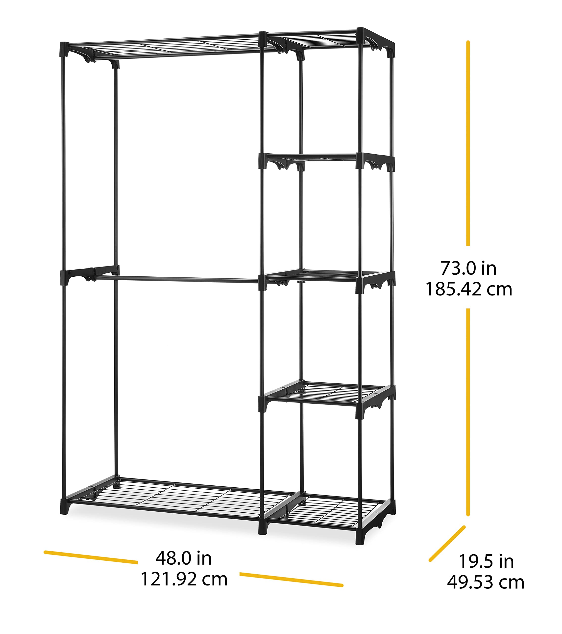 Whitmor Deluxe Heavy Duty Freestanding Closet Organizer with Double Rod - Perfect for Bedroom, Closet & Dorm Storage Organization