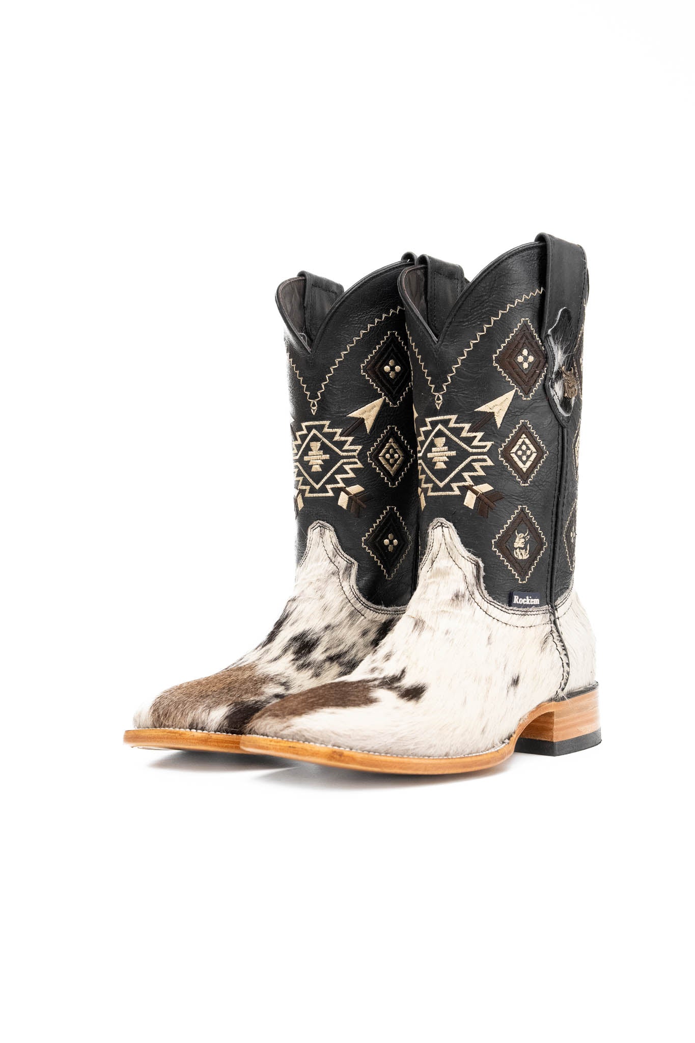 Authentic Men's Cowhide Square Toe Cowboy Boots - Size 8.5 - Western Style Riding Boots for Country Music Festivals & Rodeo Events
