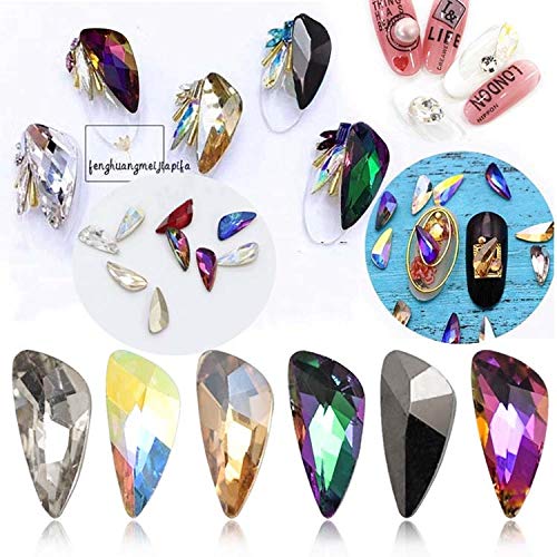 100pcs Red Flame Rhombus Rhinestone Nail Art Decorations - AB Crystal Glass Flatback Gems for DIY Nail Design, Costume Jewelry & Crafting (Non Hotfix Strass)