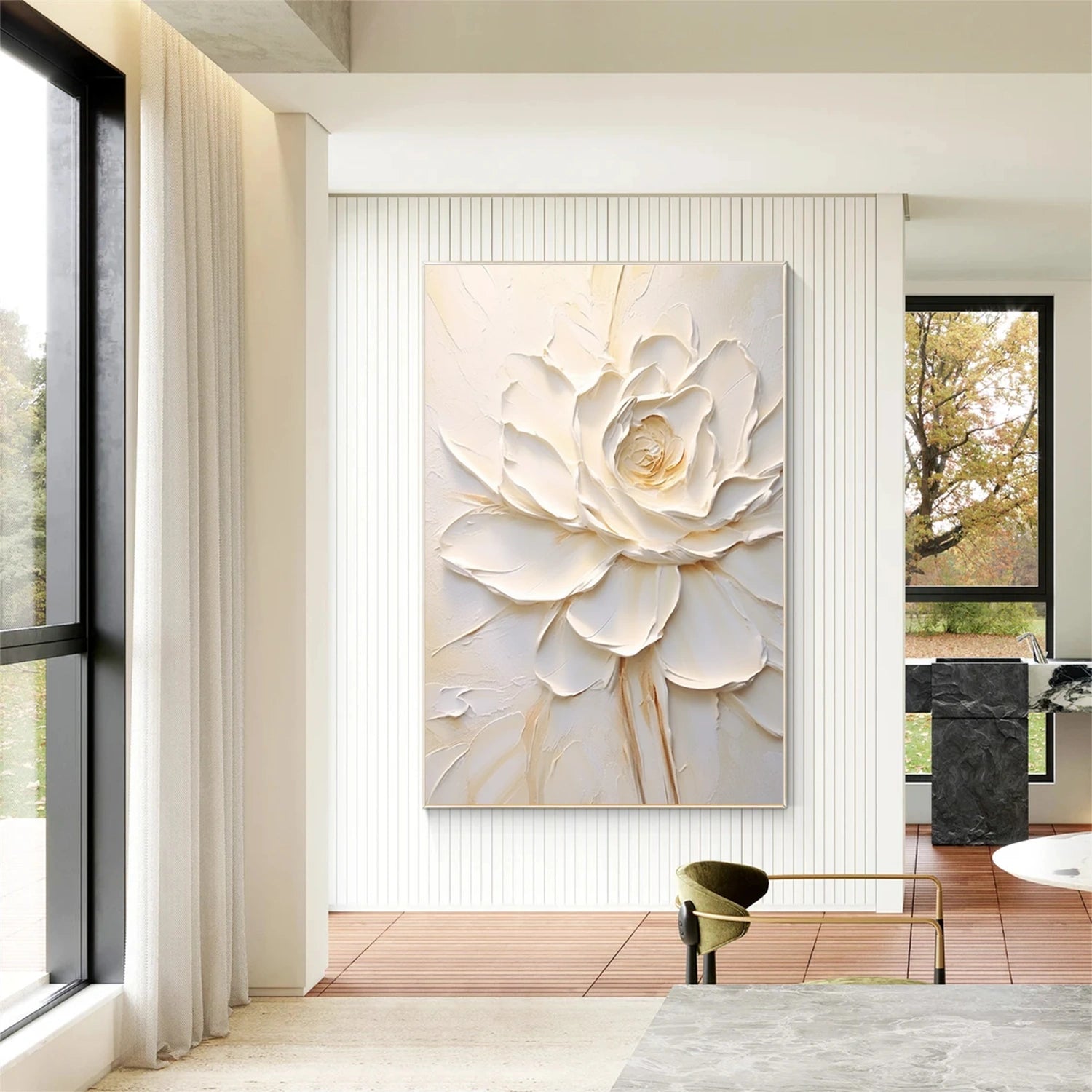 Beautiful Flower and Tree Painting #FT181 - Handmade Canvas Art for Home Decor, Living Room, Bedroom & Office Wall