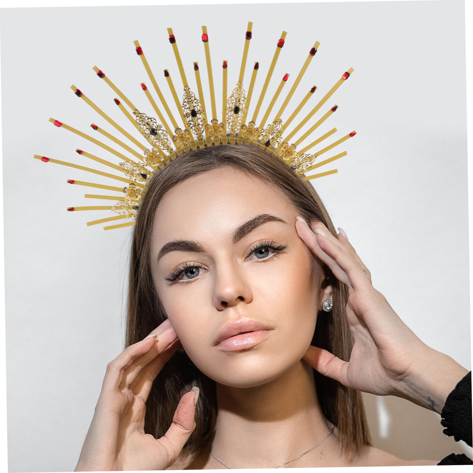 Amosfun Gothic Tiara Headband for Women - Elegant Metal Crown Hair Band for Halloween, Cosplay, Lolita Fashion, Carnival & Gothic Parties - Perfect for Costume Accessories and Themed Events