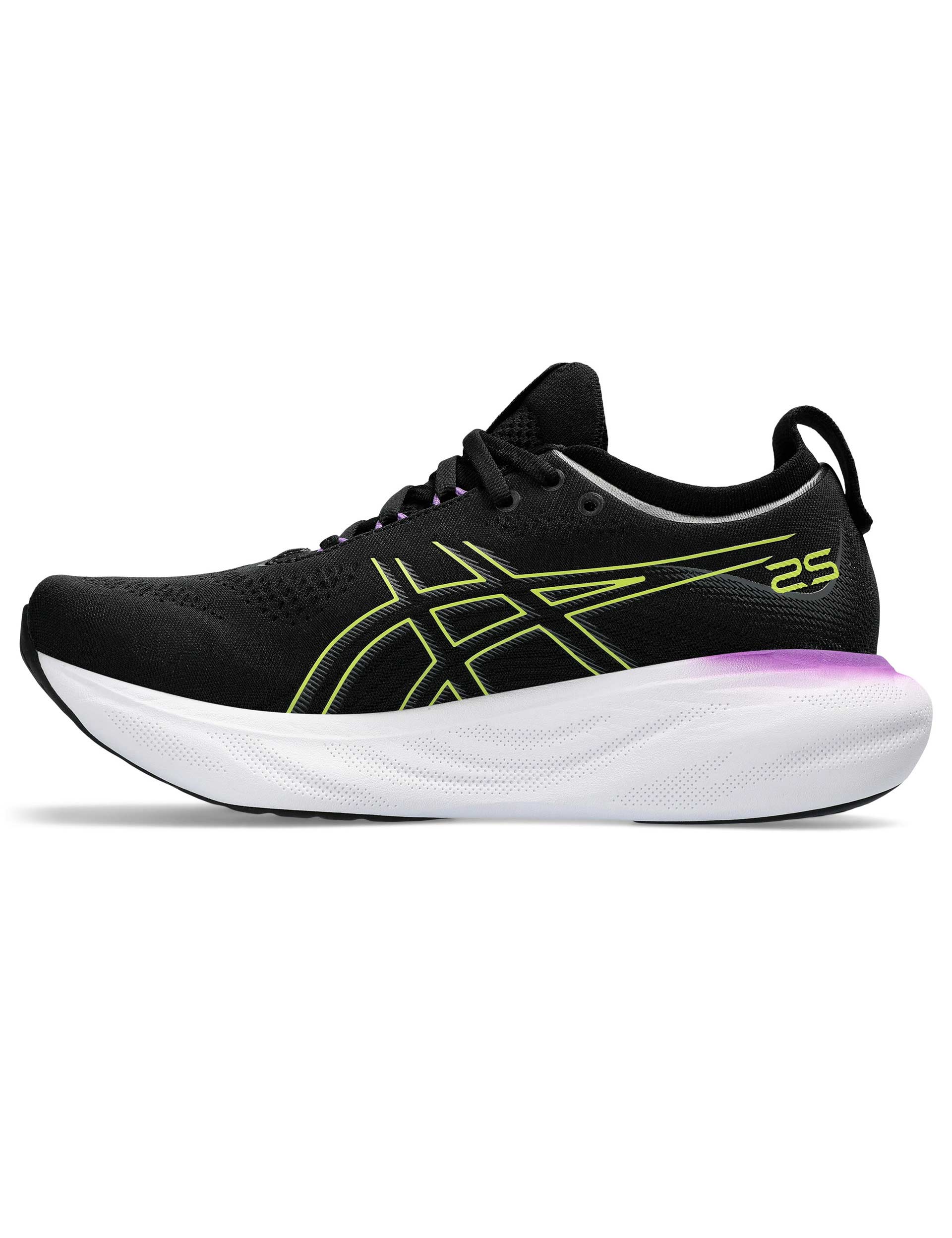 ASICS Men's Gel-Nimbus 25 Running Shoes - Black/Glow Yellow - Cushioned Road Running Sneakers for Marathon Training & Long Distance Jogging