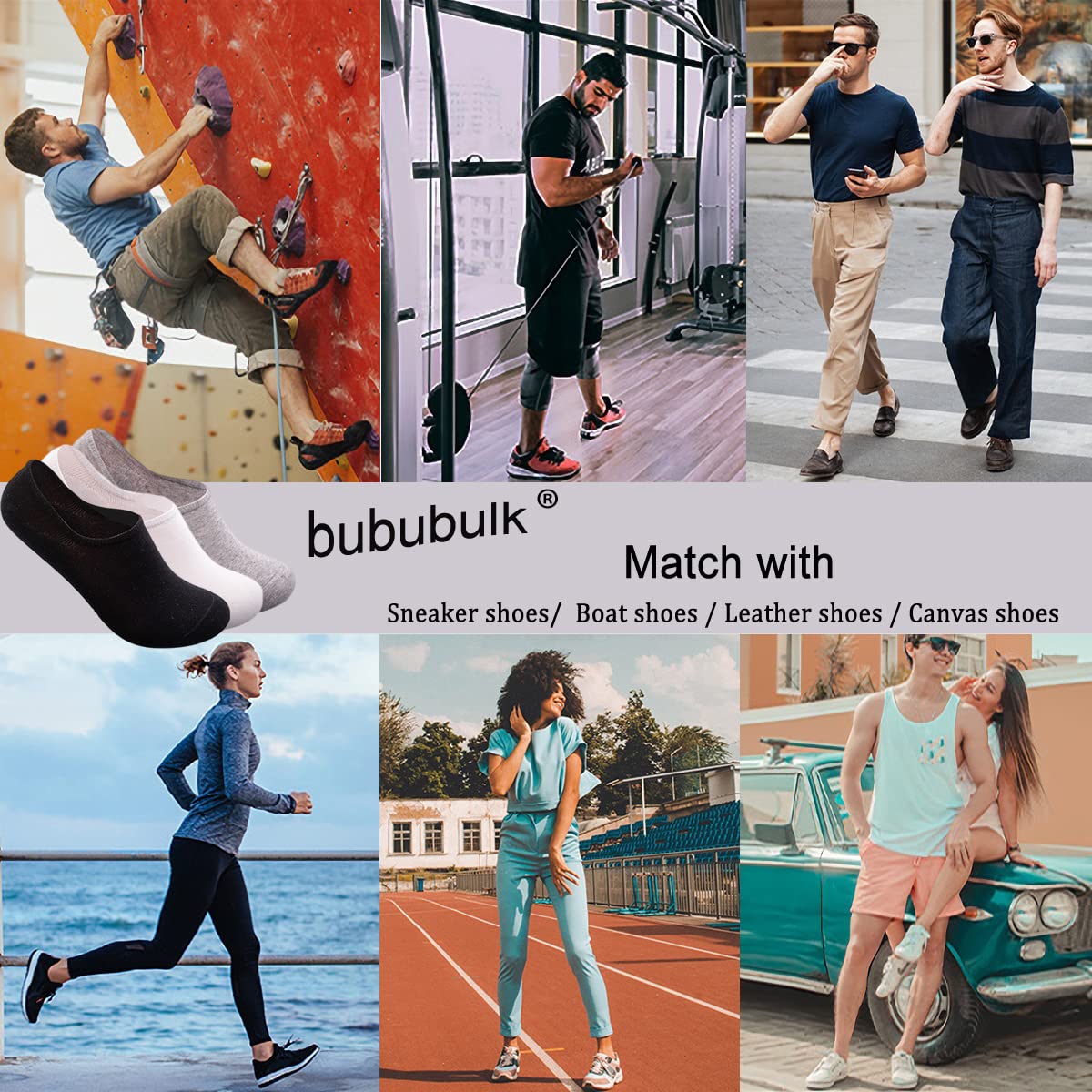 RICHBULL 12 Pairs No Show Socks for Women & Men - Low Cut Invisible Liner Socks, Breathable Thin Casual Socks with Non-Slip Grip for Sneakers, Loafers & Dress Shoes - Perfect for Work, Gym & Daily Wear