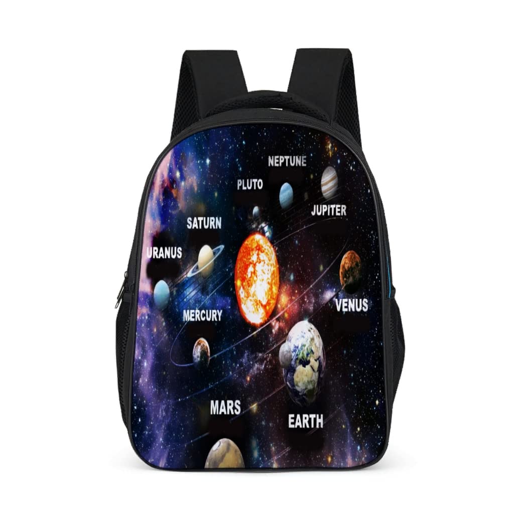 Space Themed Backpack for Kids - Solar System Design School Backpack for Boys & Girls, Lightweight Daypack for Travel, Daily Use & Outdoor Activities
