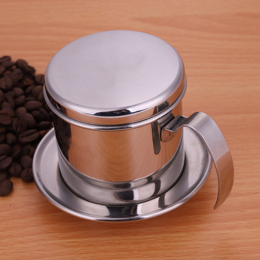Premium Vietnamese Coffee Drip Filter - Stainless Steel Phin Coffee Maker Pot, Single Serve Manual Pour Over Dripper for Rich & Bold Brew - Perfect for Home, Office & Camping (Silver)