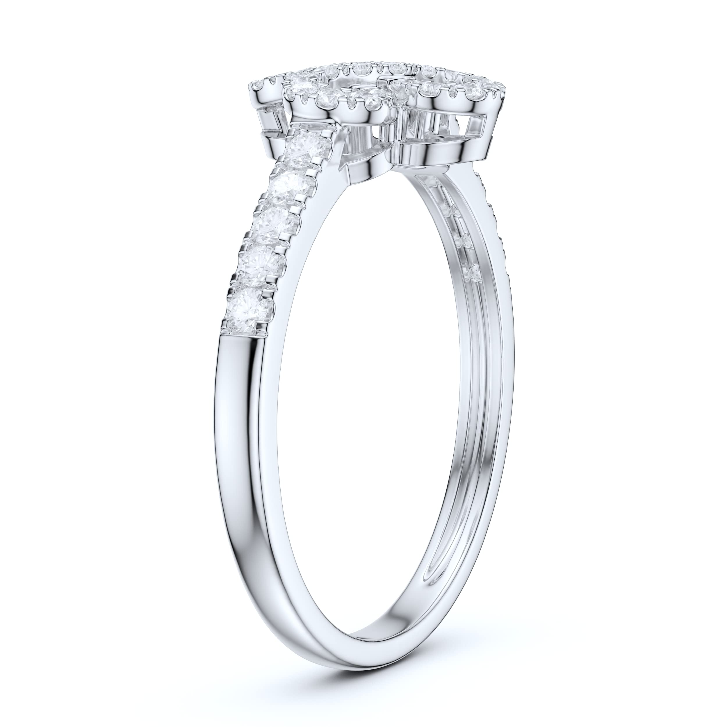 10K White Gold Elegant Split Infinity Engagement Ring with Simulated Diamond or Genuine Moissanite Pave - Perfect for Proposals, Anniversaries & Romantic Occasions
