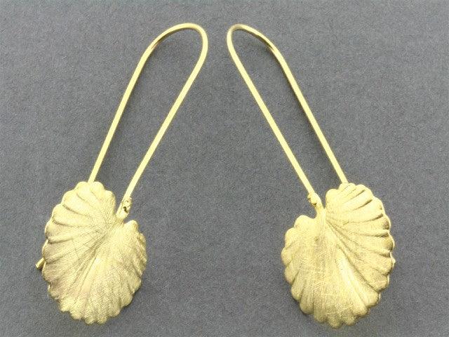 22K Gold Over Silver Long Drop Fan Palm Earrings for Women - Elegant Boho Dangle Earrings for Party, Wedding & Everyday Wear
