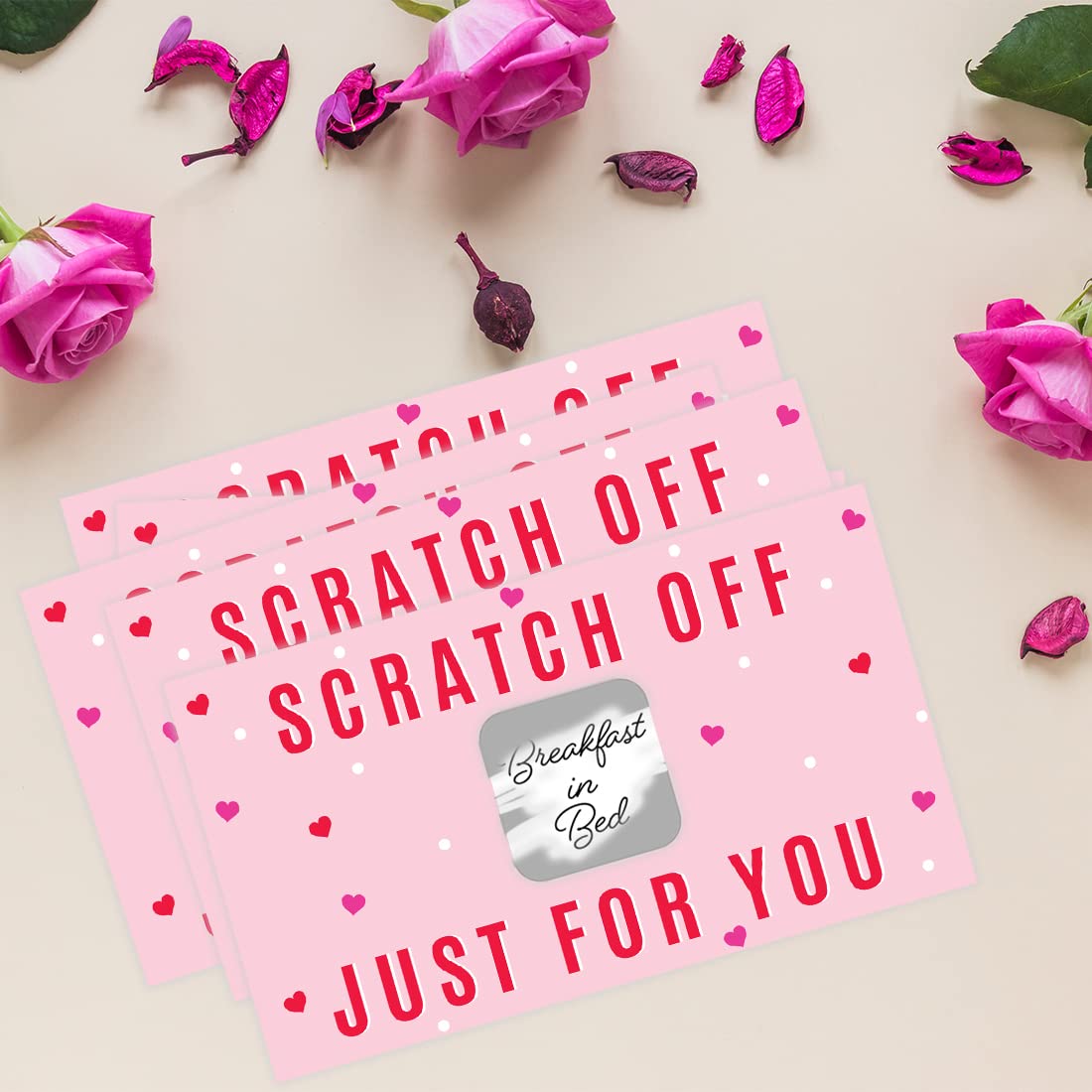 Andaz Press 60 Pre-Printed DIY Pink & Red Hearts Date Night Scratch Off Cards - Romantic Couples Game for Valentine's Day, Anniversary & Relationship Building - Fun Gift Idea for Boyfriend, Girlfriend & Married Couples - Perfect for Date Nights, Surprise Adventures & Quality Time Together