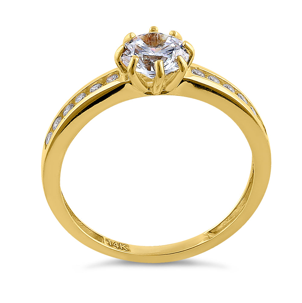 14K Solid Yellow Gold Round Cut Cubic Zirconia Engagement Ring for Women - Perfect for Proposals, Anniversaries & Special Occasions