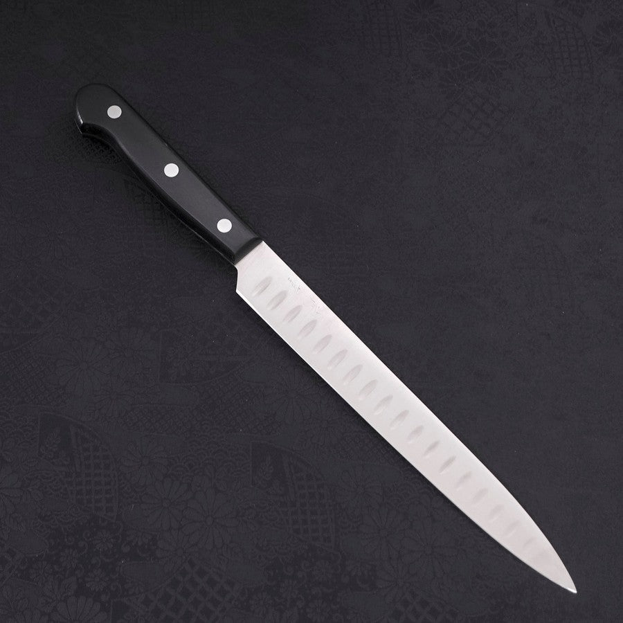 Premium Sujihiki Knife 210mm - High-Carbon Silver Steel #3 with Polished Western Black Handle - Perfect for Slicing Sashimi, Meat & Sushi Preparation