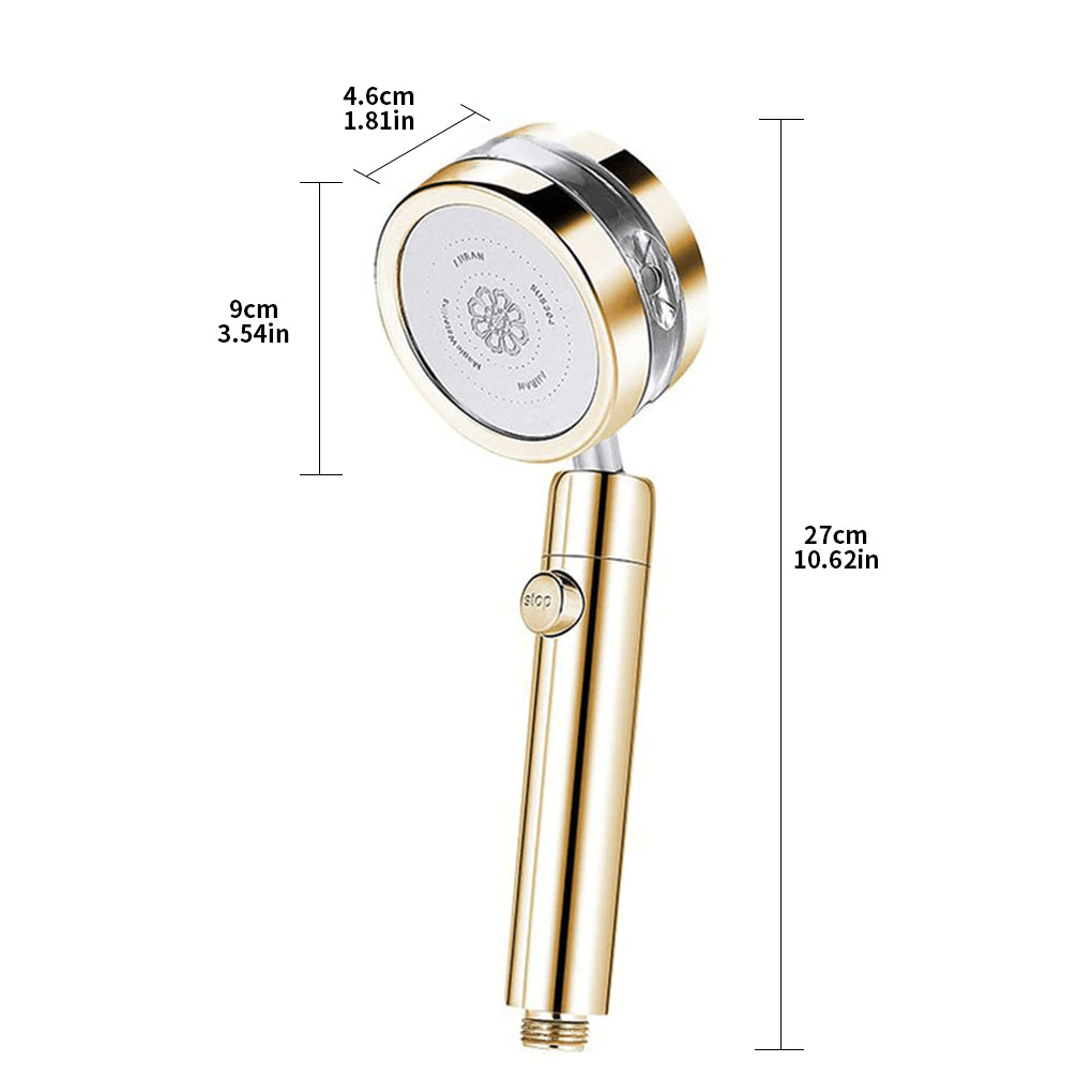 High Pressure Turbo Shower Head - Powerful Water Saving Rainfall Showerhead with 6 Spray Modes - Perfect for Home, Spa, and RV Use