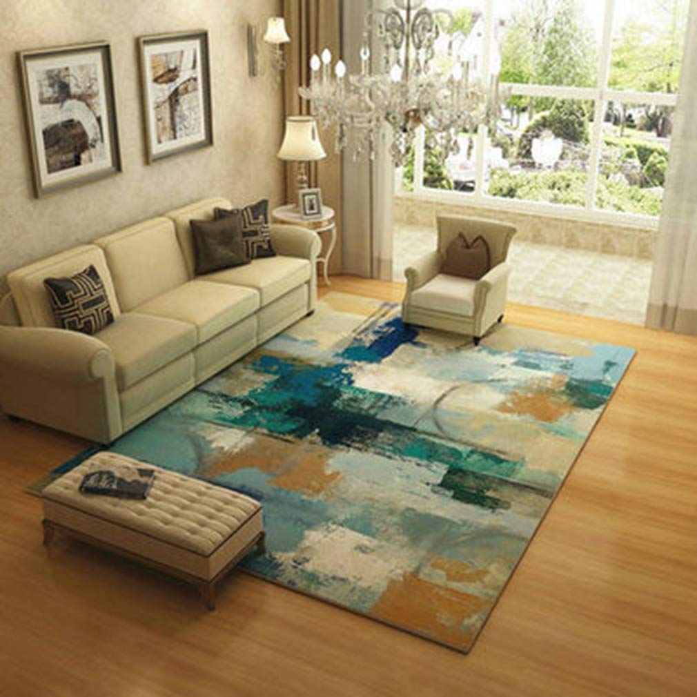Soft Abstract Art Area Rug - Non-Slip Fleece Carpet for Living Room, Bedroom & Nursery - 6.5' x 9.2' Modern Indoor/Outdoor Rug for Kids Crawling, Home Decor & High-Traffic Areas