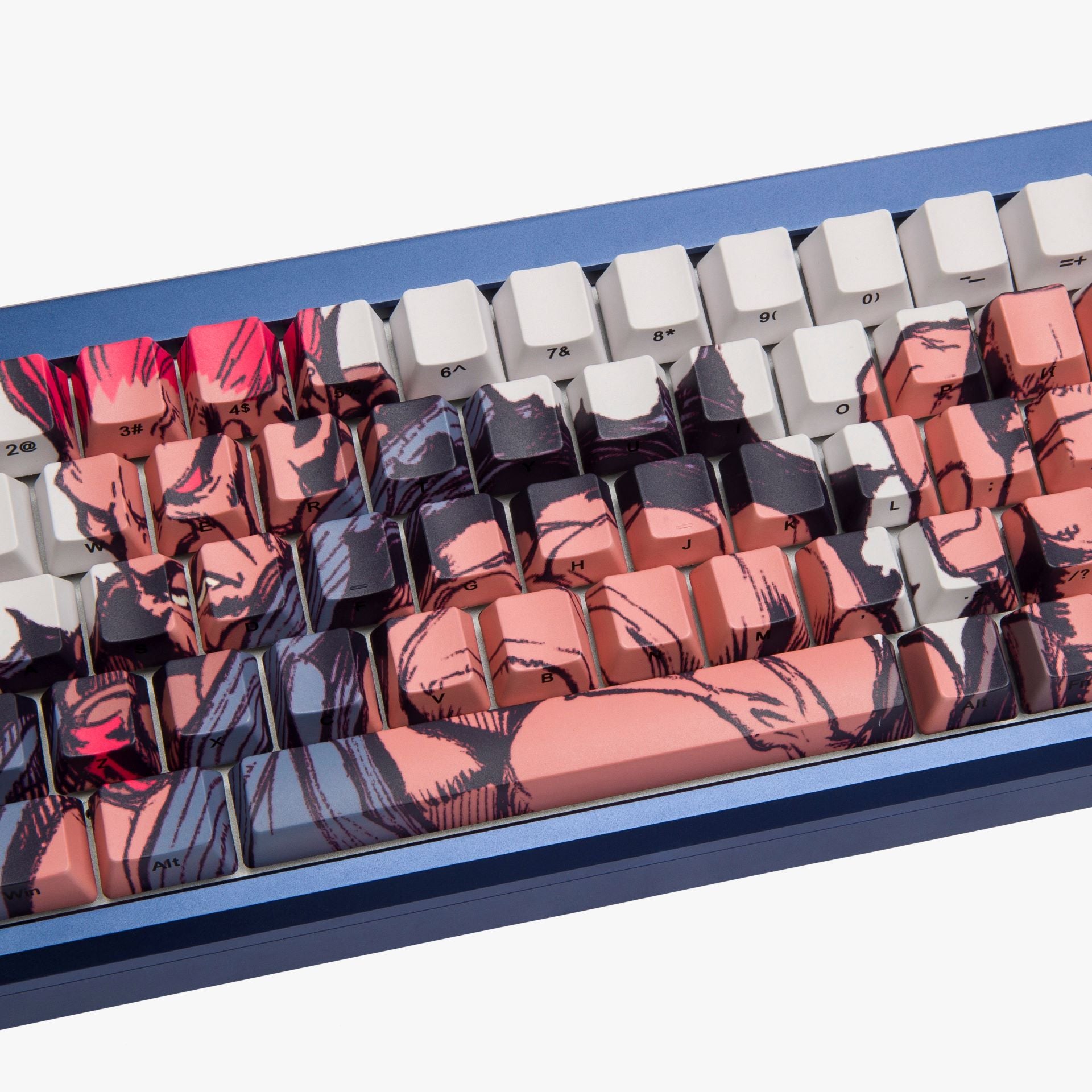 SF x HG 68 Keycap Set - Akuma Themed Mechanical Keyboard Keycaps for Gaming & Typing - Perfect for Custom Keyboards, Esports, and Office Work