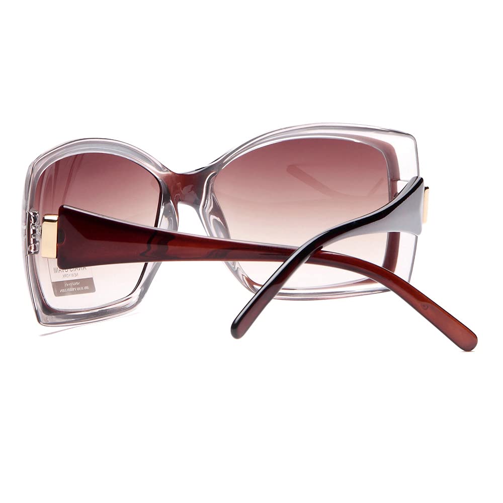 Dasein Oversized Sunglasses for Women - Fashion Designer Summer Shades with UV Protection (U026 Brown) - Perfect for Beach, Driving & Outdoor Activities