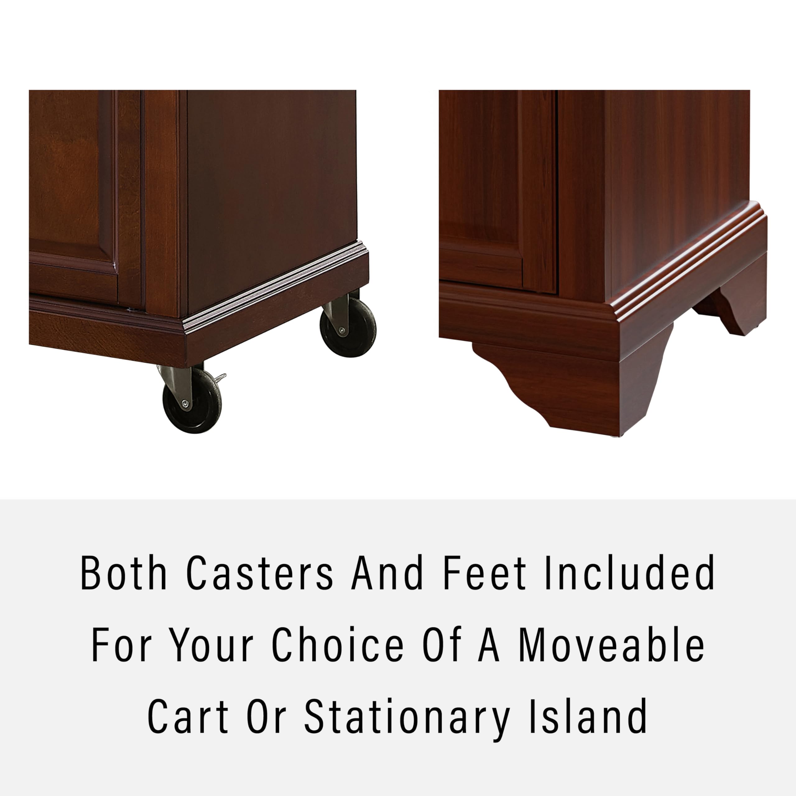 Crosley Lafayette Granite Top Portable Kitchen Island Cart with Wheels - Microwave Stand, Storage Cabinet, Mahogany Finish for Small Spaces | Perfect for Apartments, Dorms & Compact Kitchens