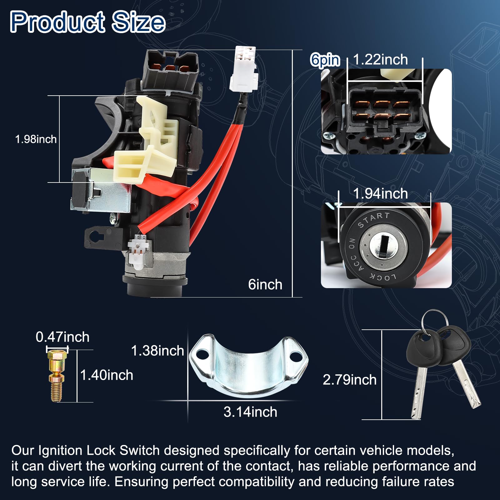 Ignition Lock Switch Assembly 81905-C2510 for 2015-2019 Hyundai Sonata - Complete Ignition Lock Cylinder & Housing Kit with 2 Door Locks, Glovebox Lock & 2 Keys (81970-C1A00) - Perfect for Car Security & Key Replacement