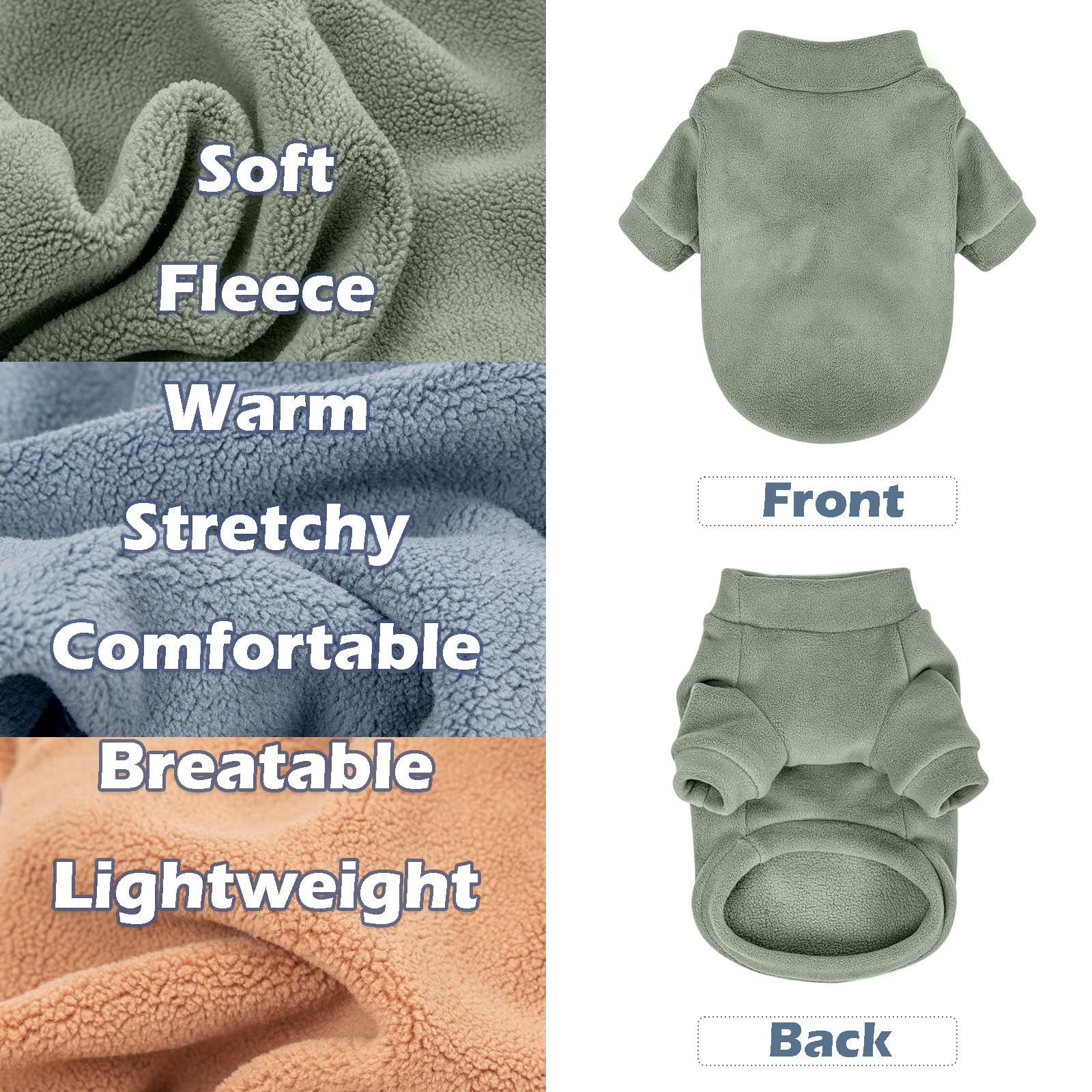 3 Pack Ultra Soft & Warm Dog Sweaters for Small Dogs - Winter Puppy Clothes for Girls & Boys (Light Blue, Olive, Brown) | Perfect for Cold Weather Walks & Indoor Comfort